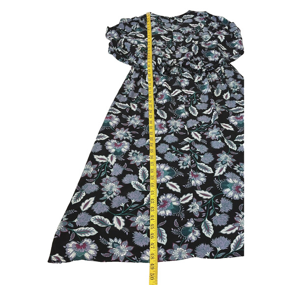 LOFT Women’s Floral Leaf Print Maxi Dress Sz 6 V-Neck Long Sleeve Slit Front NEW - Picture 4 of 10